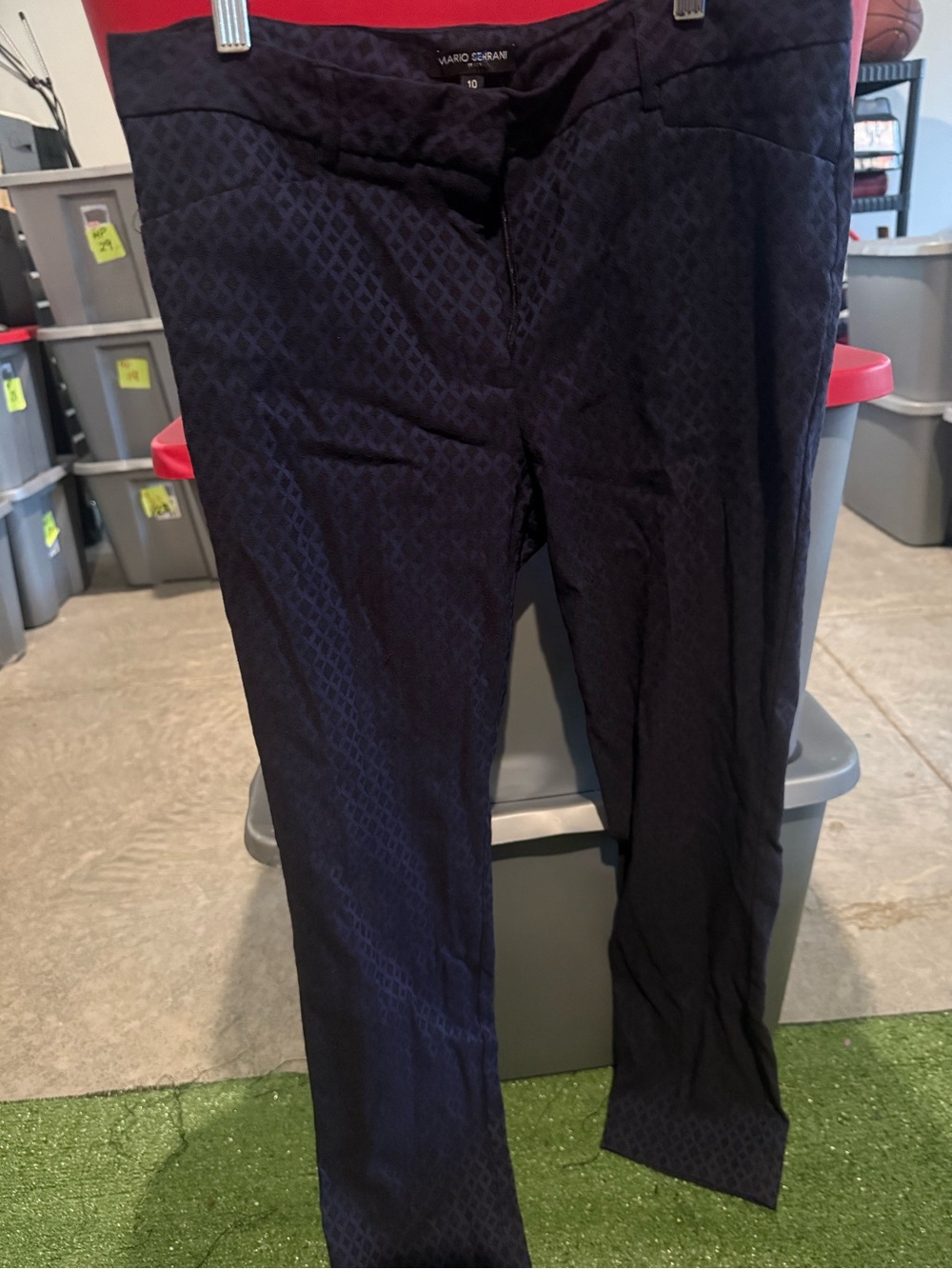 Navy Textured Dress Pants by Mario Serrani 101